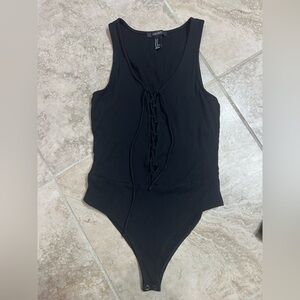 Forever 21 Black Ribbed Tank Bodysuit